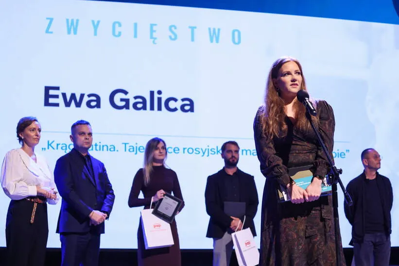 Laureatka nagrody w kategorii wideo za materiał Krąg Putina. Tajemnice rosyjskich majątków w Europie Ewa Galica. Fot. PAP/Leszek Szymański